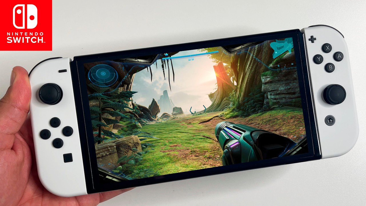 Nintendo Switch OLED Metroid Prime 4: Beyond Gameplay in Portable Handheld Mode