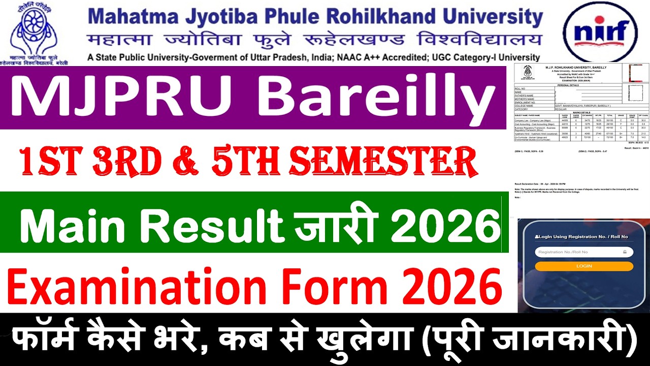 MJPRU BLY MAIN  Examination Results जारी 2026, MJPRU Bly ReSult BBBB.SC, B.COM ALL 2026