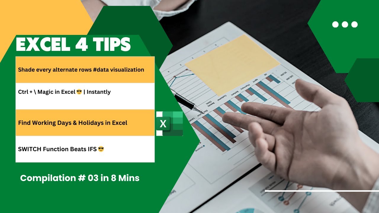 4 полезных совета по Excel – 3 😎 | Затенение, Ctrl + \, Рабочие дни и SWITCH | Обязательно к проч...