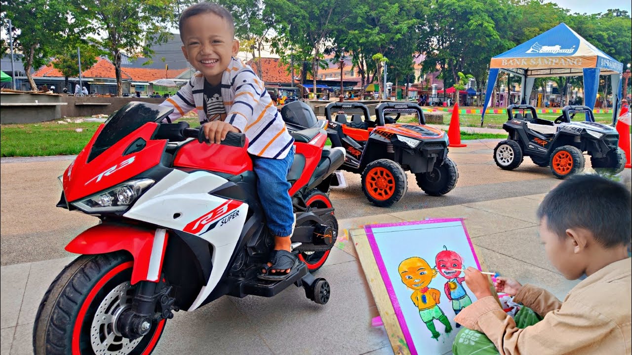 NAIK ODONG-ODONG NAIK MOTOR LISTRIK,MOBIL MOBILAN,MEWARNAI UPIN IPIN DAN SPONGEBOB