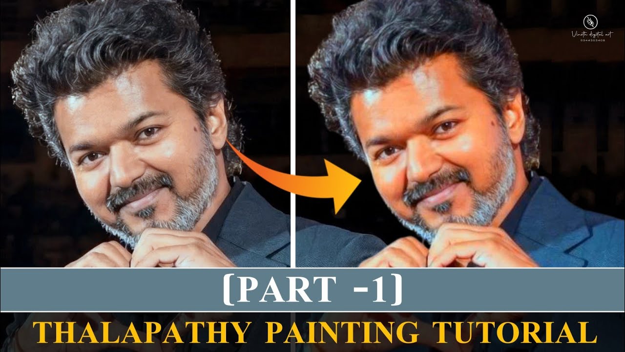 (part-1) Thalapathy painting tutorial, step by step full method 💥😎 