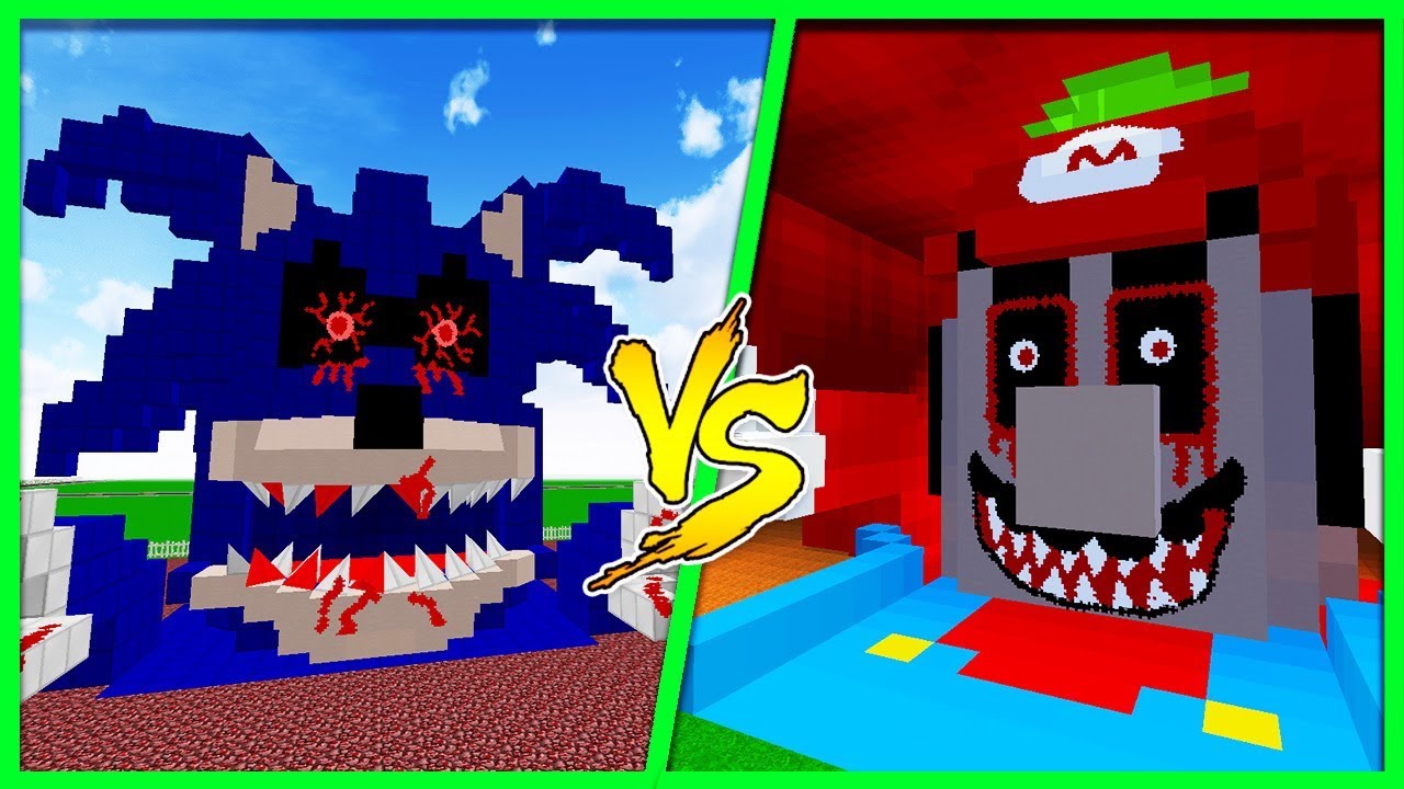 Minecraft SONIC.EXE HOUSE VS MARIO.EXE HOUSE BUILDING CHALLENGE
