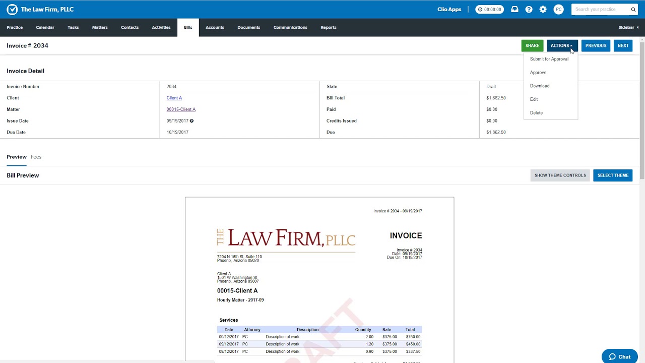 Creating Client Invoices in Clio