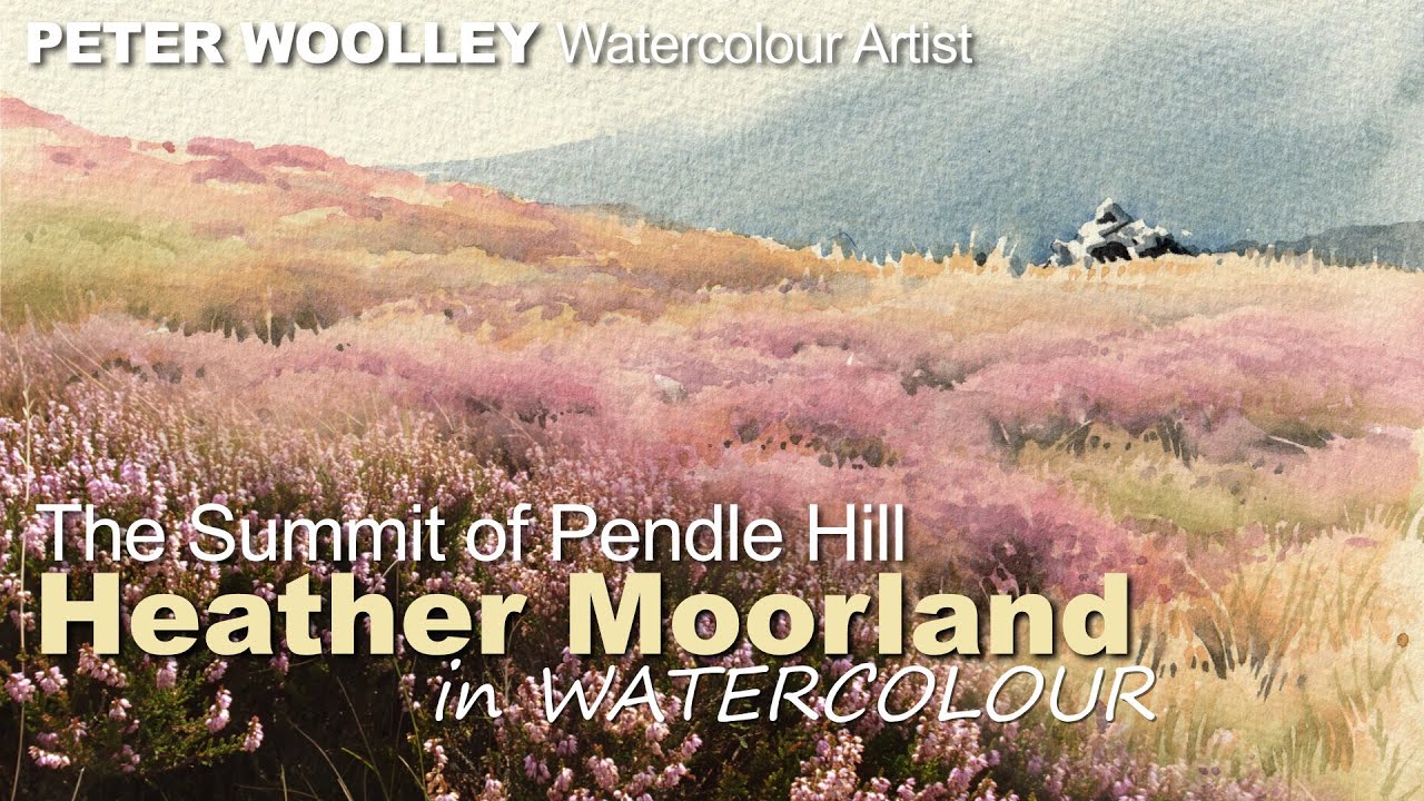 HEATHER MOORLAND ON PENDLE HILL in Watercolour