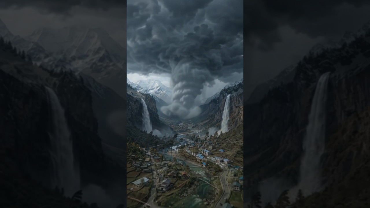 Giant Tornado Triggers Mega Mountain Flash Flood! 🌪️🌊 ​#Shorts​#Tornado​#VisualEffects#flashflood
