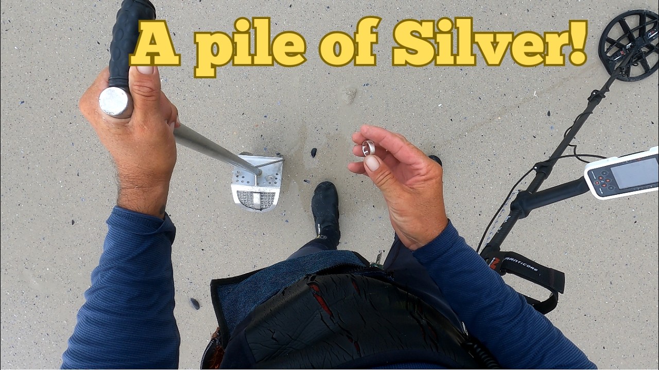 I found a PILE of SILVER metal detecting this beach!