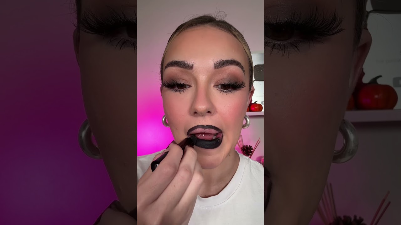 The prettiest black lipstick for Halloween 🖤 #makeup #makeuptutorial #lipstick #halloween #lipstics