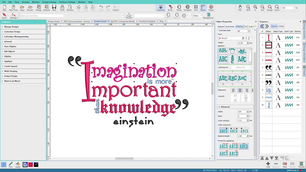 Hatch Embroidery 2 - Lettering Overview