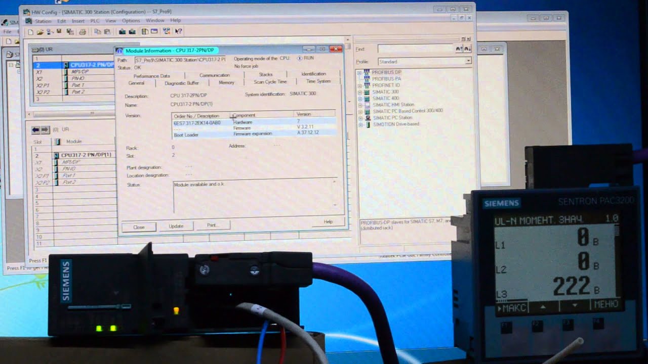 Connection S7-317 2PN/DP to Sentron PAC3200 via Profibus