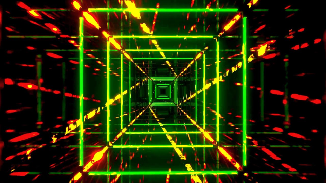 🔷 Заставка 4K – Зелёный Неоновый Туннель и Красная Энергия | Футуристический VJ (Без Звука)