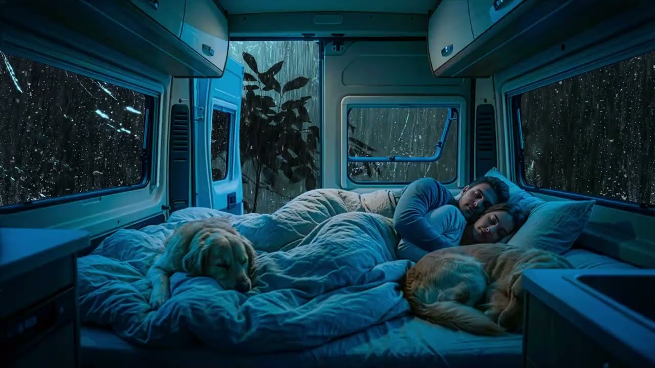 Heavy Rain Sounds for Sleeping | Camper Van in the Forest | 10 Hours (No Music) | Deep Sleep