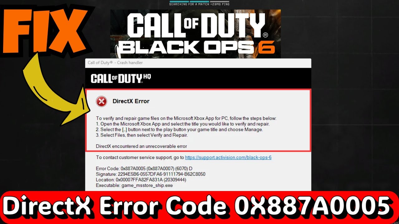 Исправление ошибки 0X887A0005 в COD Black Ops 6 DirectX