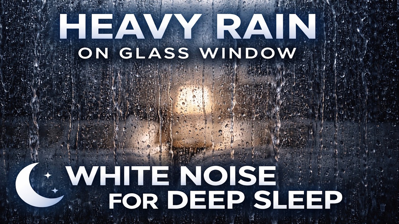 Heavy Rain on Glass Window White Noise for Deep Sleep | #sleepaid #relax #rainsoundsforsleeping