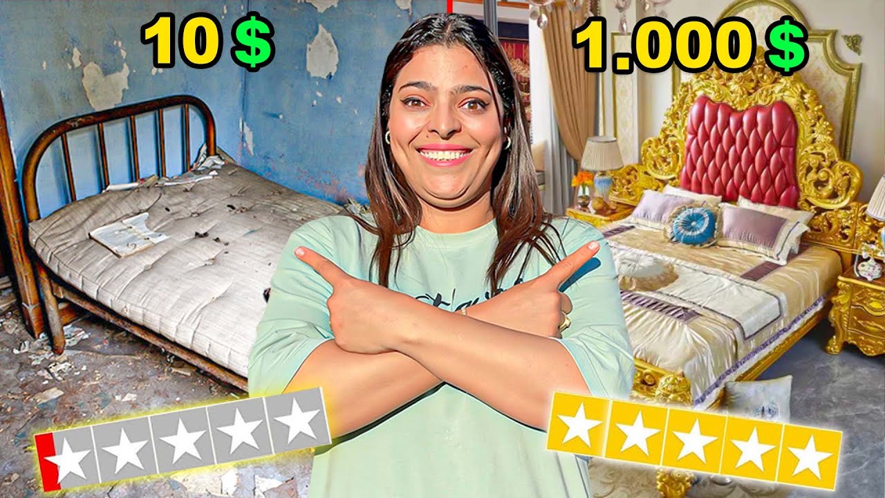 تحدي.. النجاة مع زوجتي 💔 في فندق 10 دولار  ( ضد ) فندق 1.000 دولار 💲 بمدينة اكادير 🎡