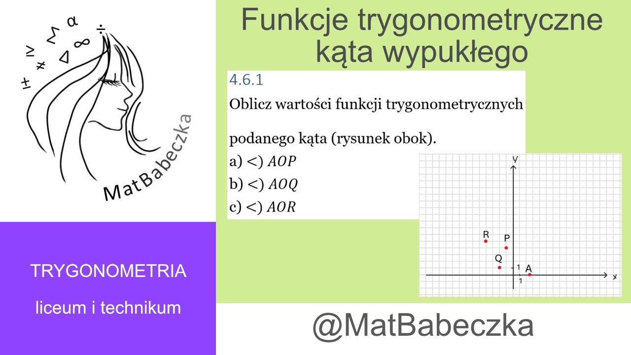 4.6.1 Oblicz wartości funkcji trygonometrycznych podanego kąta (rysunek obok).a) AOP b) AOQ c) AOR
