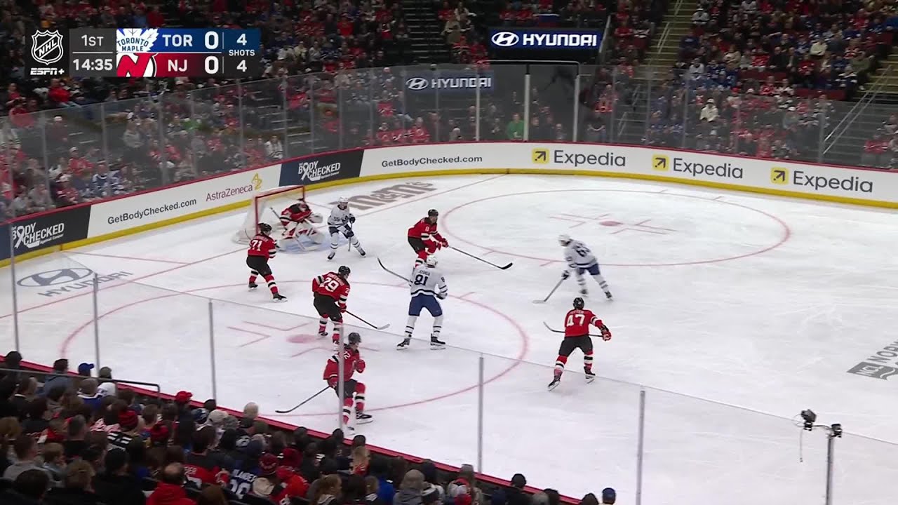 Matias Maccelli scores a goal against the New Jersey Devils