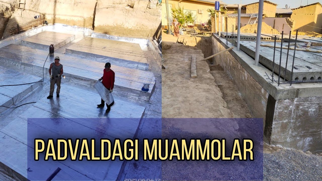 Uy qurilish. Beton podushka izolyatsiyasi.