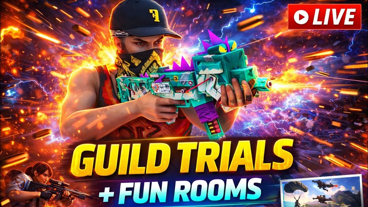 TELUGU GUILD TRAILS LIVE || REACTIONS + FUN ROOMS!!1vs1, 1vs2, 1vs3, 1vs4, 6vs6 #fflive