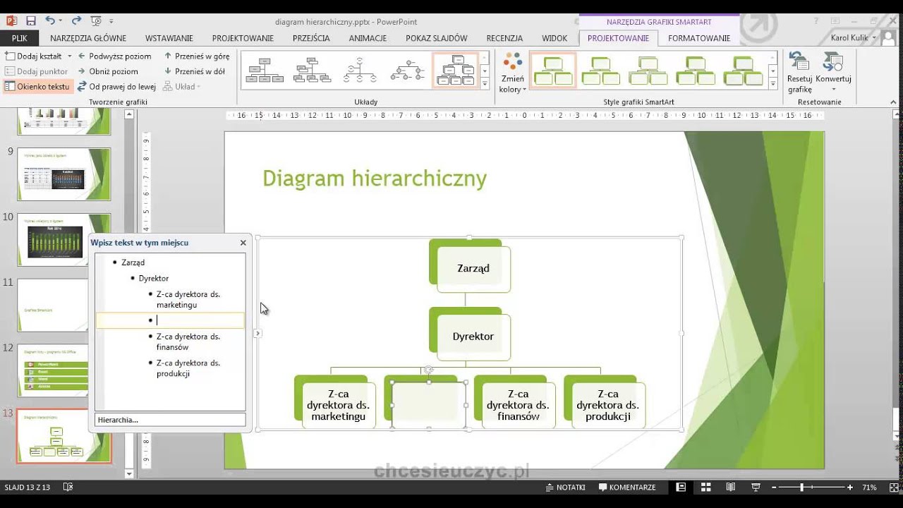Kurs PowerPoint - [lekcja #3.11] - Diagram hierarchiczny