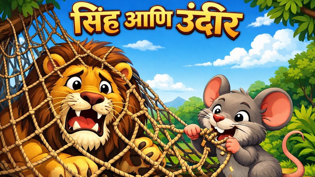 सिंह आणि उंदीर | The Lion and the  Mouse Story in Marathi 🦁🐭 | लहान मुलांसाठी छान गोष्टी 