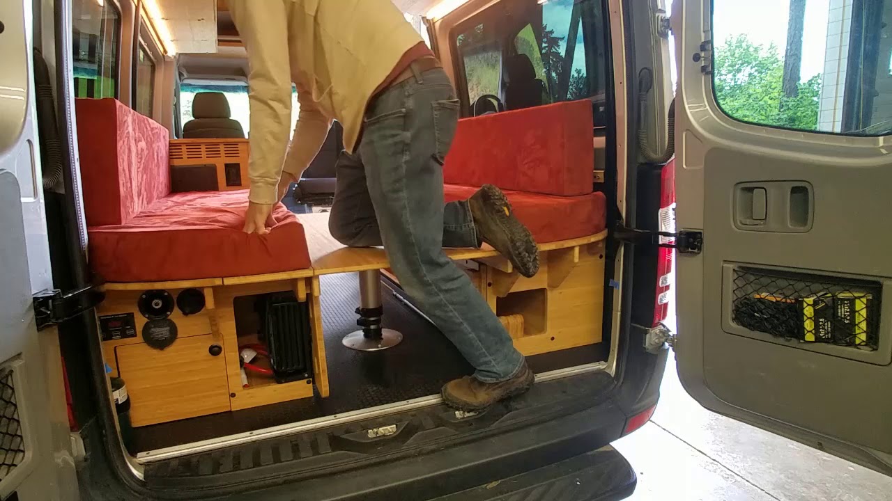 Roost Vans Sprinter Dinette and Bed Setup