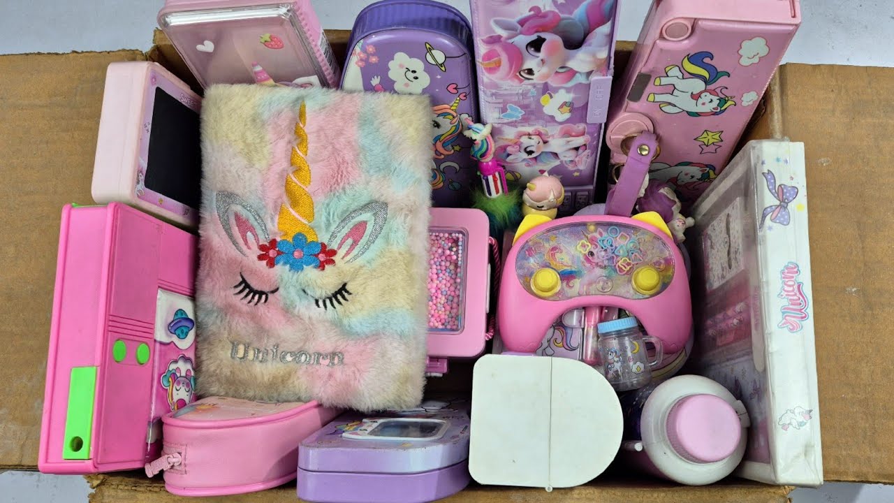 UNICORN 🦄 Stationery collection🥰Piggybank, Geometry, Pencil Box, Hilighters, Scale, Pen, Sharpener 