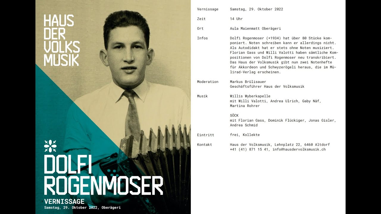 Schweizer Volksmusik im Innerschweizer Stil. Schwyzerörgeler und Akkordeonist Dolfi Rogenmoser