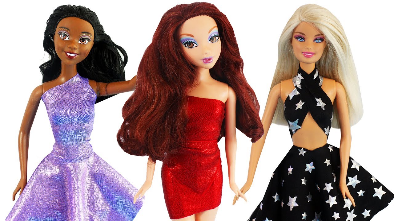 👚How to Make 3 Barbie Clothes - No-sew No-Glue Doll Clothes - simplekidscrafts