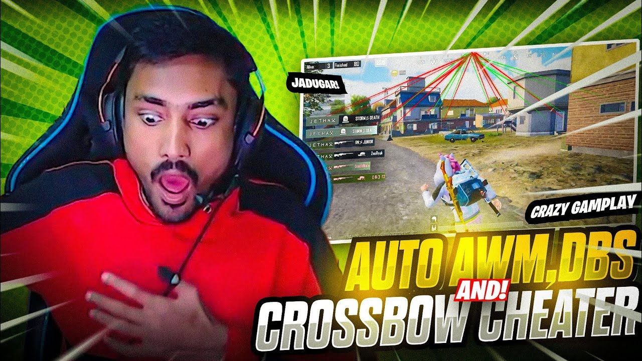 AUTO AWM CROSSBOW AND DBS CHEATER 😱IN CONQUEROR LOBBY I BGMI FUNNY HIGHLIGHTS😎💛