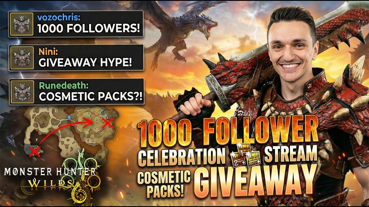 Cosmetic Pack Giveaway and 1k Celebration Challenge! Open Lobby - Monster Hunter Wilds