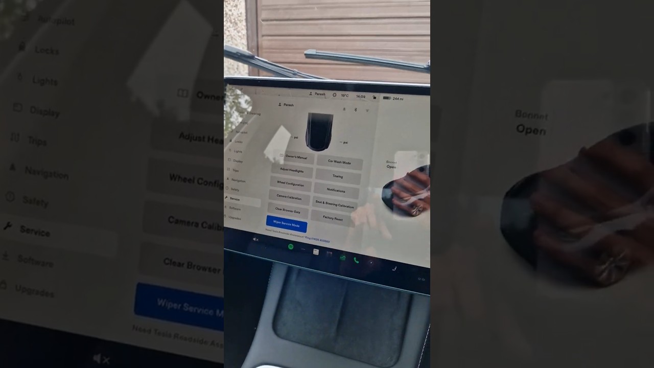 Tesla Model Y Wiper Service Mode
