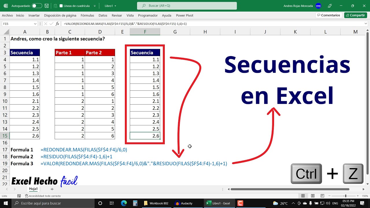 Cómo Crear Secuencias y Números Secuenciales en Excel 1.1, 1.2, 2.1, 2.2... ¡Rápido y Fácil!