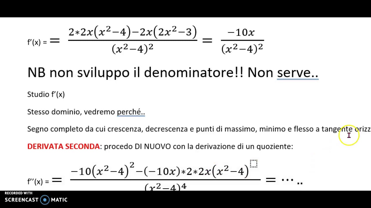 derivata seconda e suo studio.