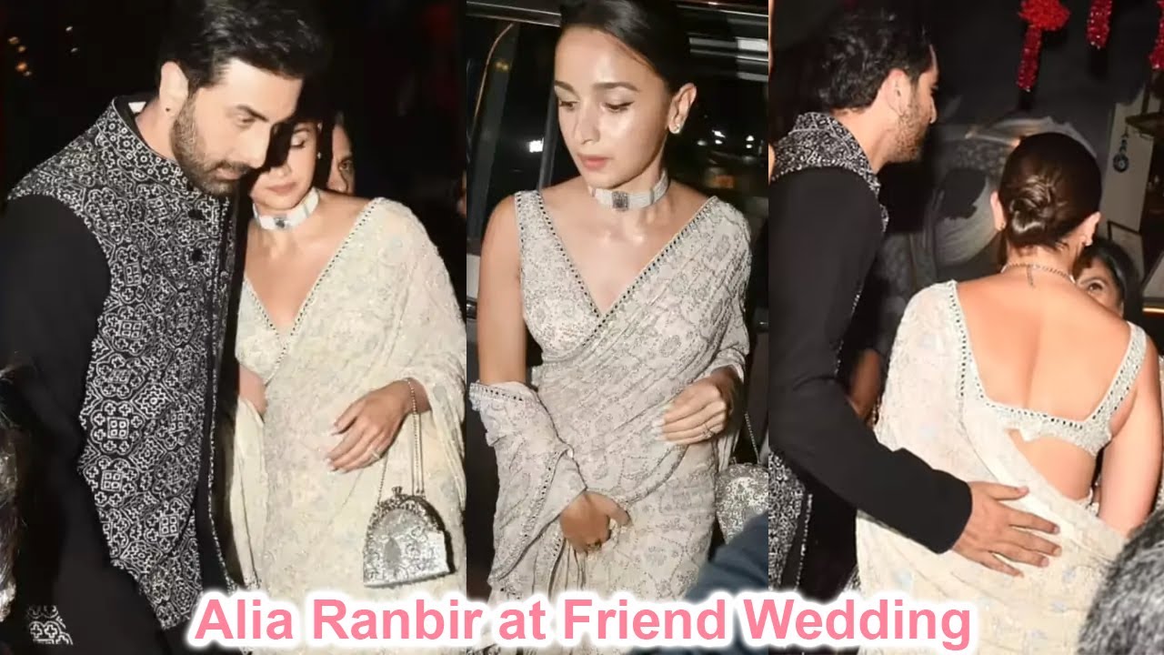 Alia Bhatt Glows In White Saree While Ranbir Kapoor Accompanies Her At Nupur and Stebin's reception