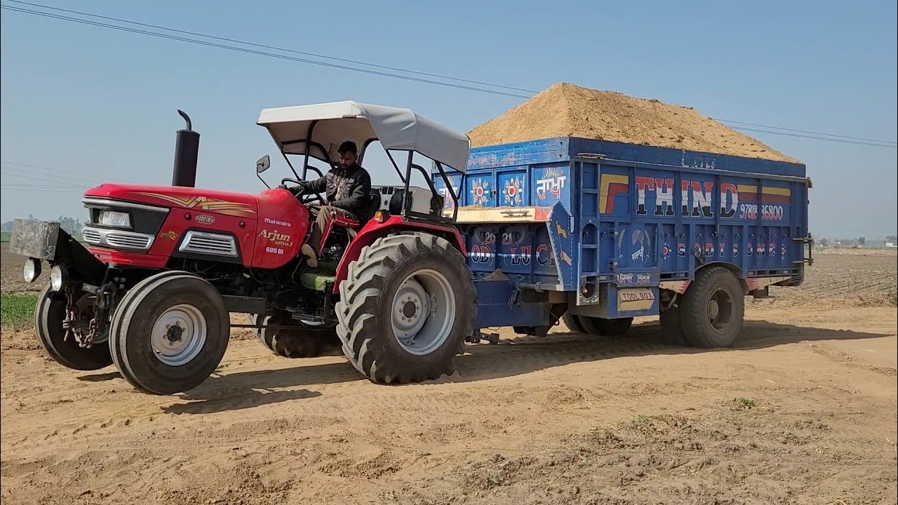 20फुट खड्डे से 300 कुंटल भरके निकाला ट्रेक्टर ट्राले के टायरो पे लगा दिए पंखेMahindra 605 overlod