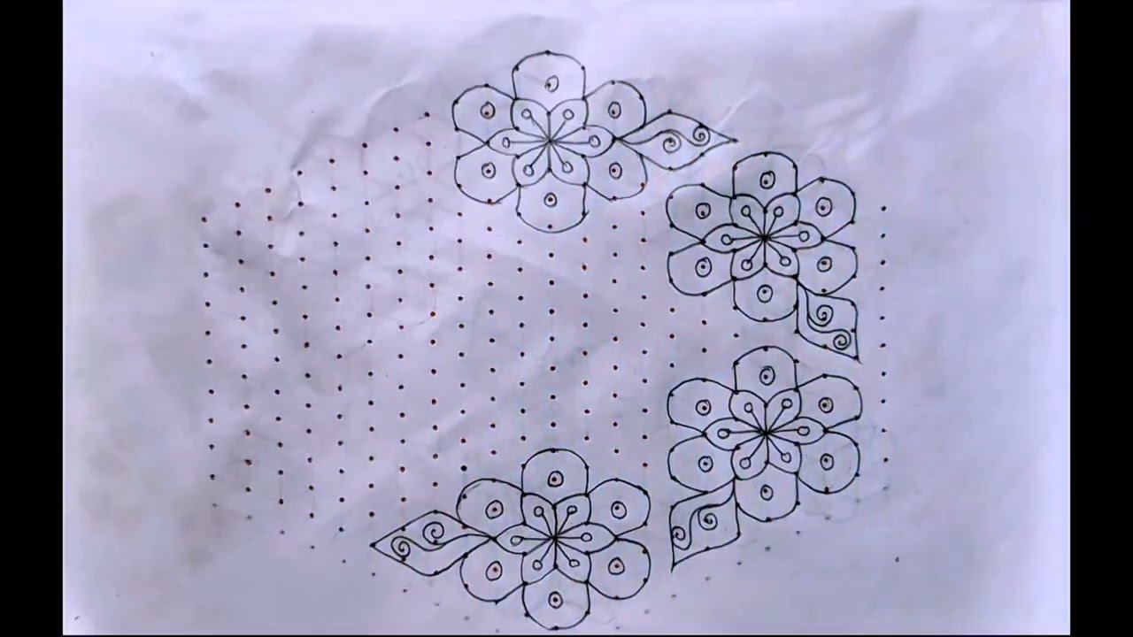 🌸21*11 dots rangoli||Beautiful rangoli flowers🌸🌸||kolam design||Magamasam muggulu...