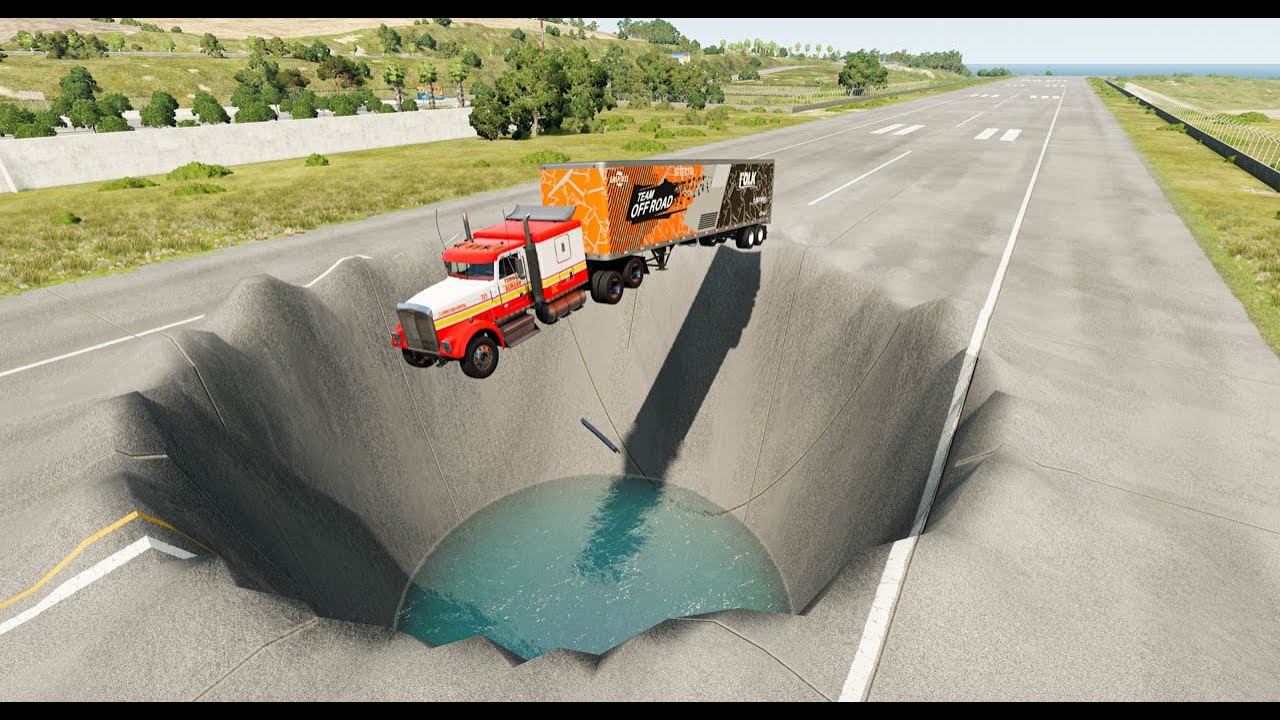 Cars vs Giant Pit #4 – BeamNG Drive.