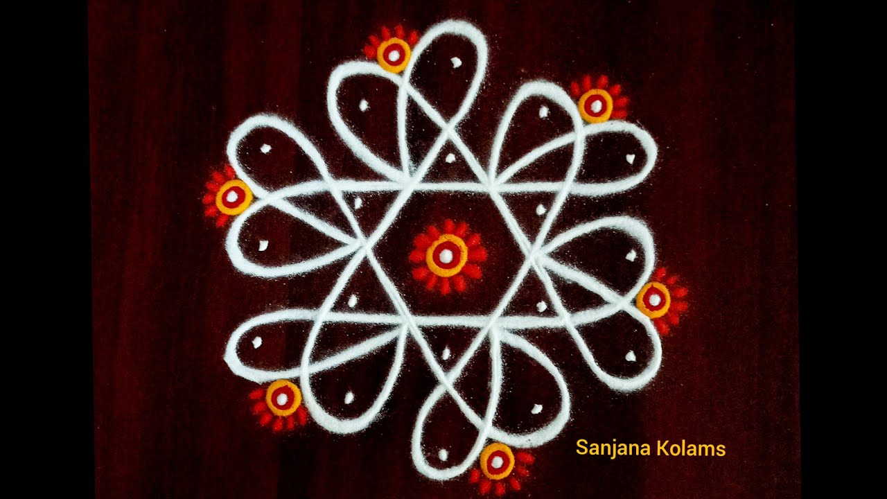 1883. 5 Dot Small Easy Simple and Beautiful KambiKolam LatestMuggu CreativeDesign FridayRangoli