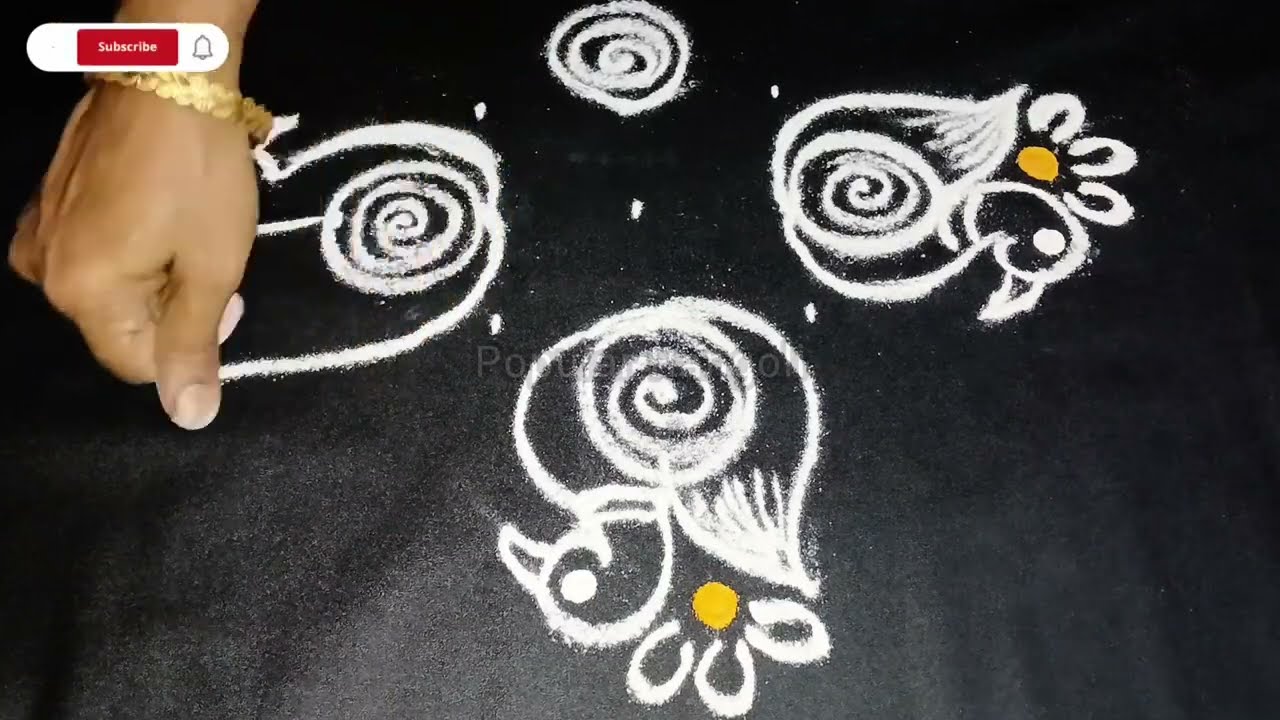 Beautiful bird kolam design for entrance|Small kolam|Kutty kolam|Easy bird kolam|Daily kolam||