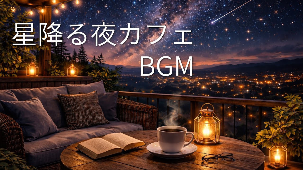 星降る夜のテラスカフェBGM｜心が落ち着く静かな夜の時間