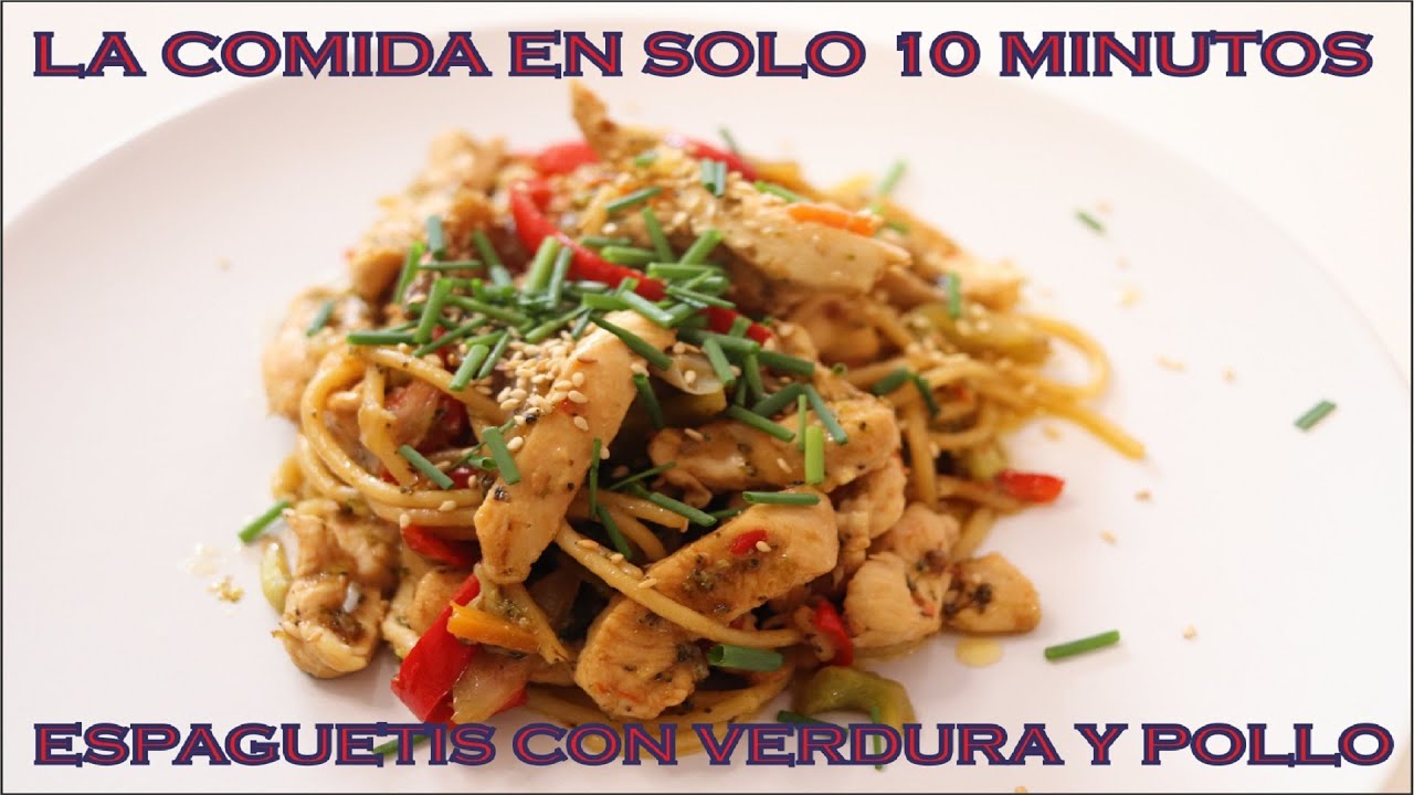 ESPAGUETI CON VERDURA Y POLLO