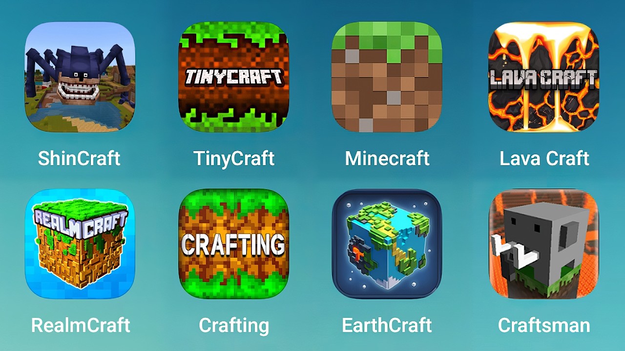ShinCraft, TinyCraft, Minecraft, Lava Craft, RealmCraft, Crafting Building, EarthCraft, Craftsman
