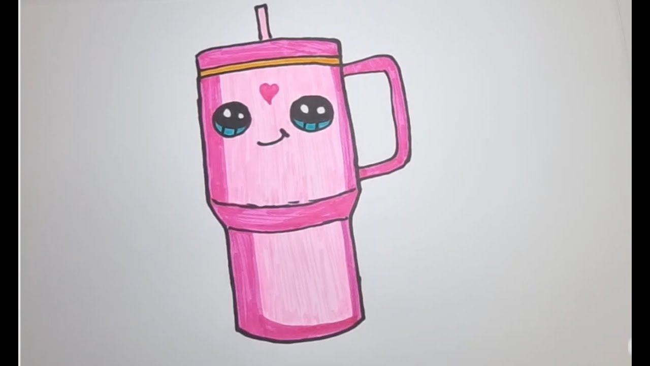 КАК НАРИСОВАТЬ МИЛУЮ РОЗОВУЮ ЧАШКУ 🥤 #чашка #рисунок #милый