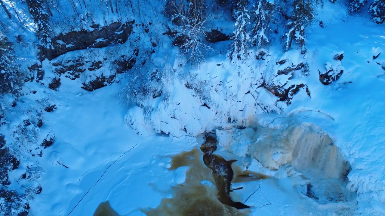 DJI Winter Frozen Waterfall Flight