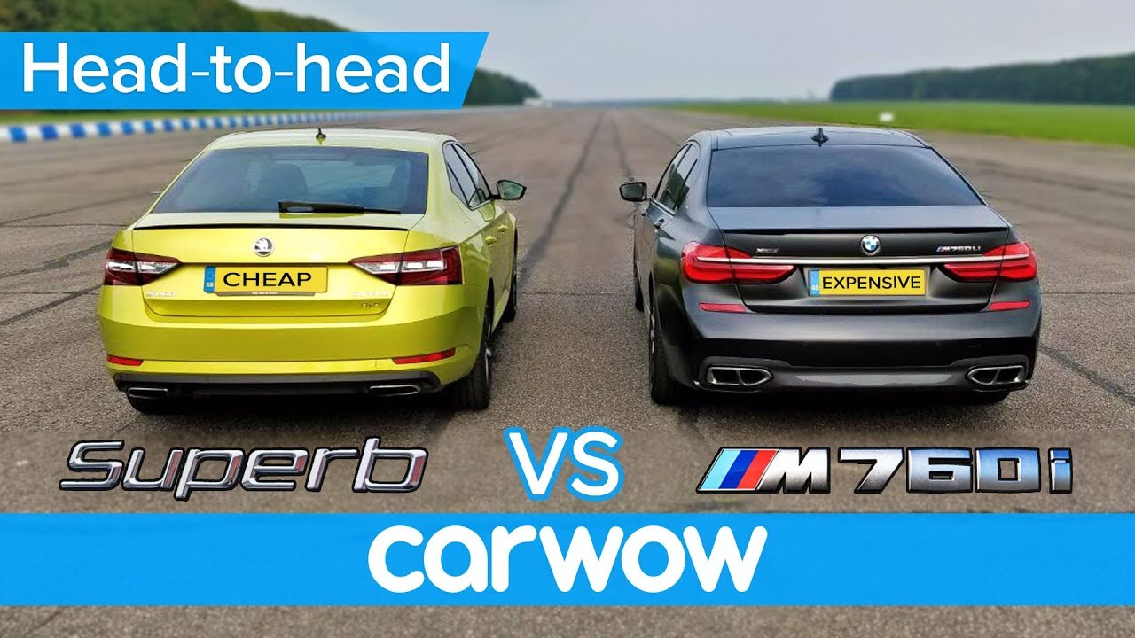 BMW M760Li vs Skoda Superb 280 DRAG RACE, OVERTAKE, BRAKE & LUXURY challenge | Expensive vs Cheap