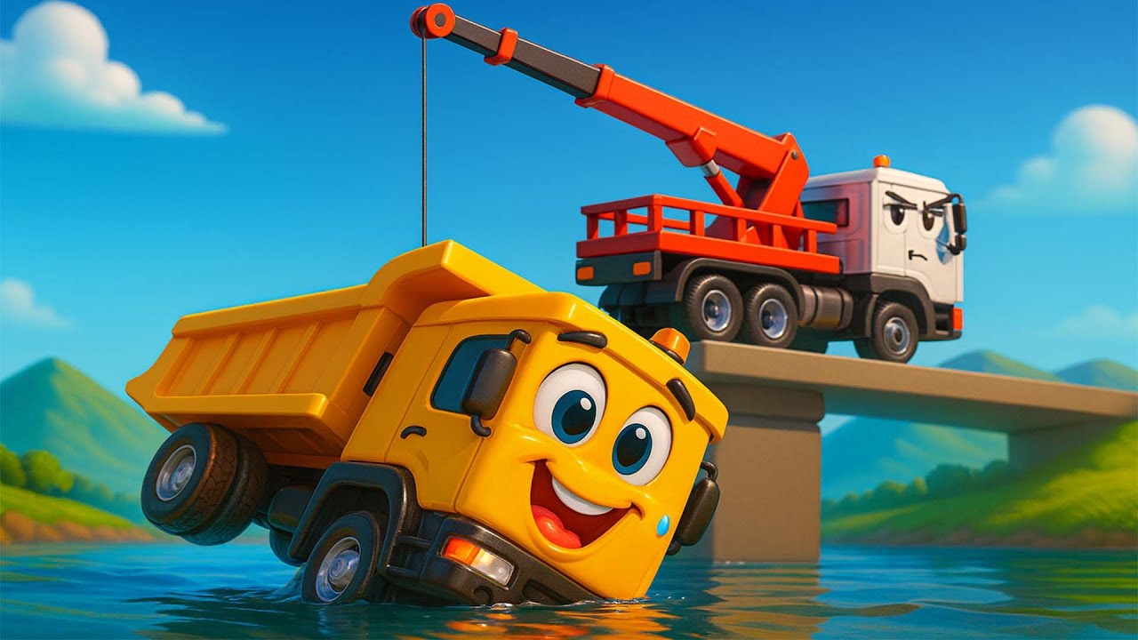 Dump Truck Falls Into River 💪🚛🚜&ndash;  Pull The Dump Truck Up Spectacularly | Funny Construction Vehicles