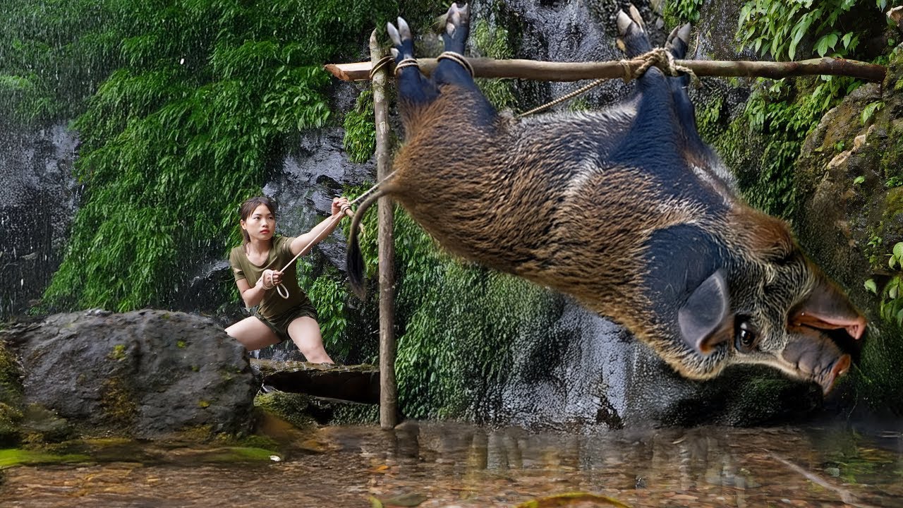 1000 days of hunting wild animals, trapping skills, catching wild boars, linh tân Building