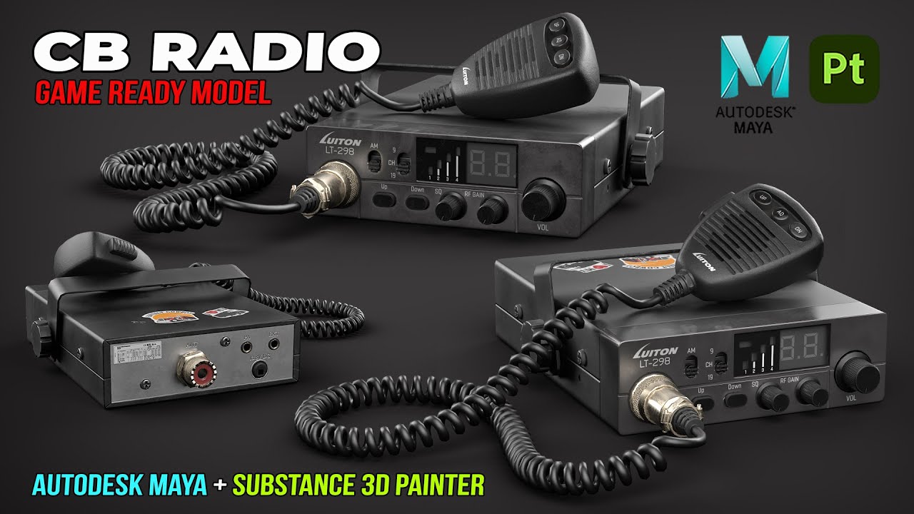 CB Radio | Game-Ready Asset | Autodesk Maya + Substance 3D Painter