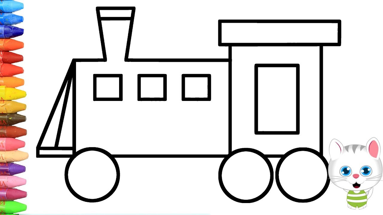 Pagina di colorazione treno | Come disegnare e colora per i bambini