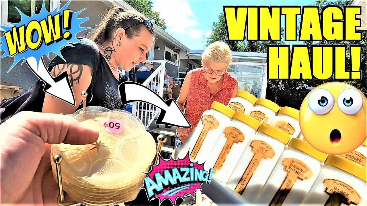 Ep534:  AWESOME VINTAGE GARAGE SALE HAUL!  😁😁  Thrift with Me Yard Sale Shopping